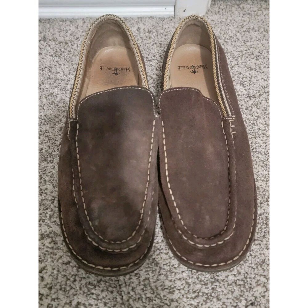Margaritaville Brown Leather Suede‎ Boat Shoes  Slip on Loafers Size 10 Mens